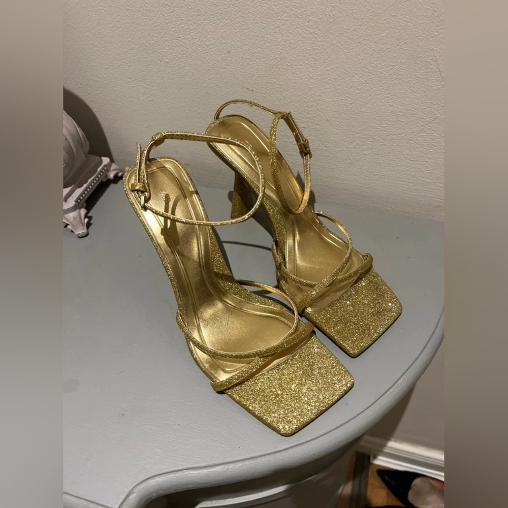 Gold Strappy High Heels